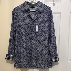 Murano Dark Blue Geometric Men's Shirt